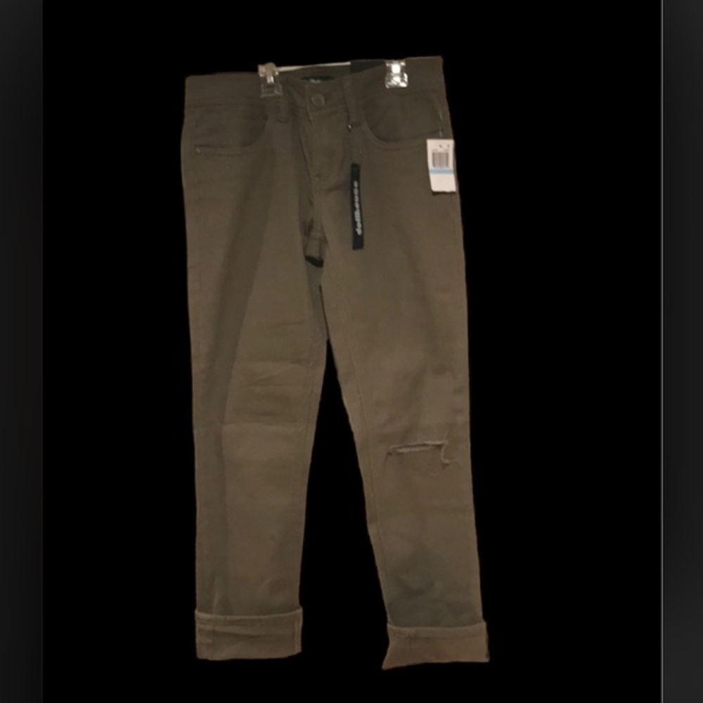 Dollhouse Cropped Juniors Jeans Size 5 Olive‎ Oil Color